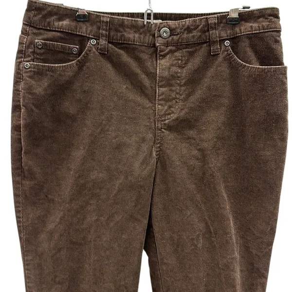 St Johns Bay Brown Corduroy Boot Cut Cotton Blend Pants Womens Petite 12 - Image 2
