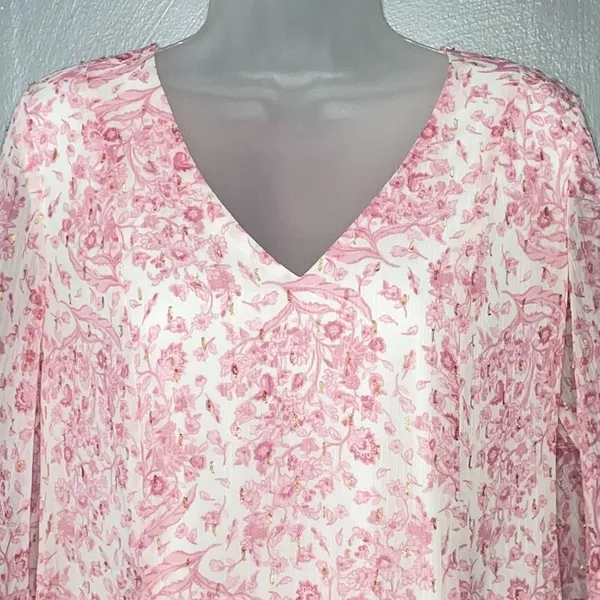 INC Babydoll Dress Size S Pink Floral Chiffon Coquette Feminine Romantic Sheer - Image 3