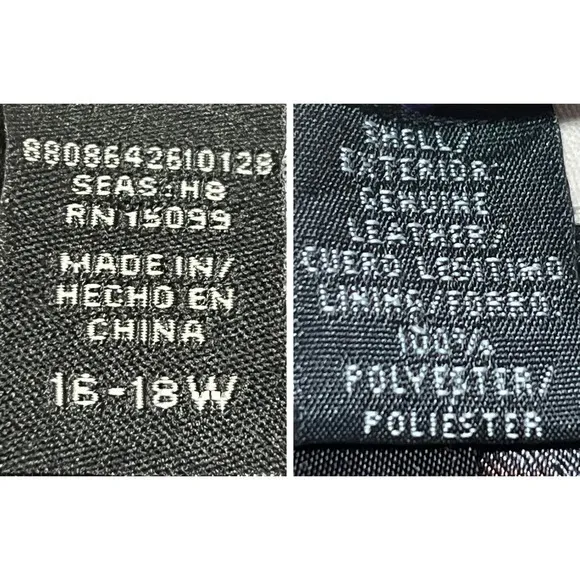 Genuine Black Leather Jacket Plus 16-18W Full Zip Lined‎ Minimalist Patina Retro - Image 5