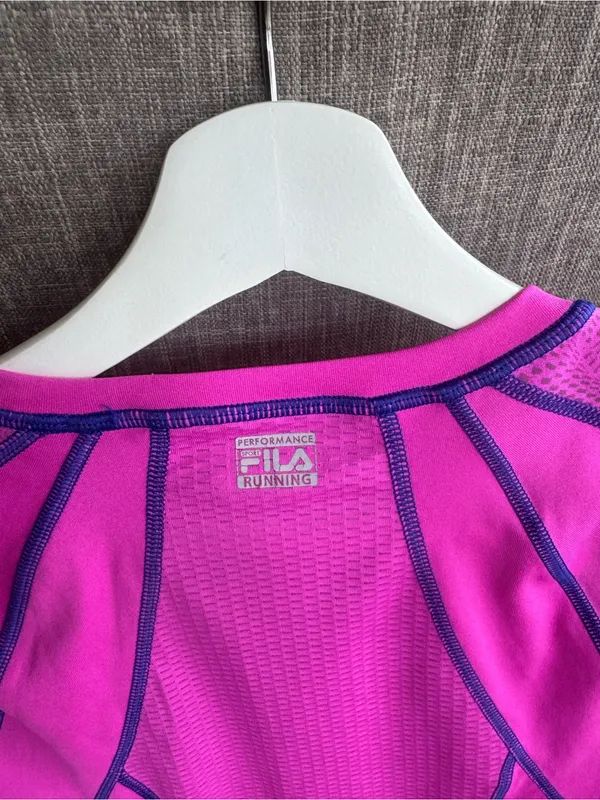 FILA Women's Short-Sleeve Performance Tee in Fuchsia with Purple Contrast - Image 6