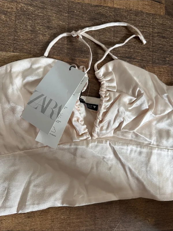 ZARA Pale Blush Satin Bandeau Bralette - Image 3