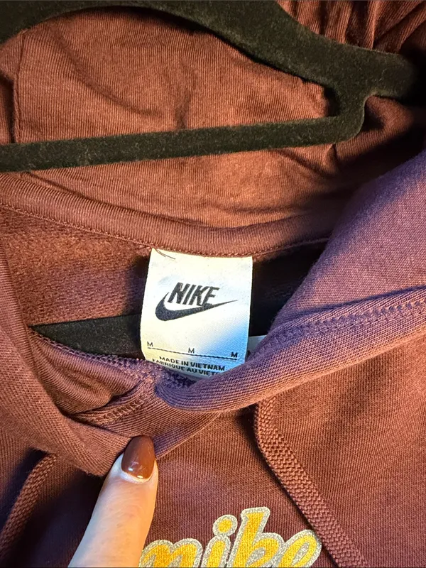 Nike Maroon Hoodie with Yellow Swoosh - Image 2