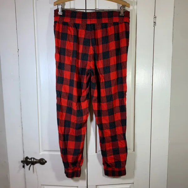 Aerie Red Black Buffalo Plaid Pajama Jogger Pants Womens Medium Cozy - Image 2