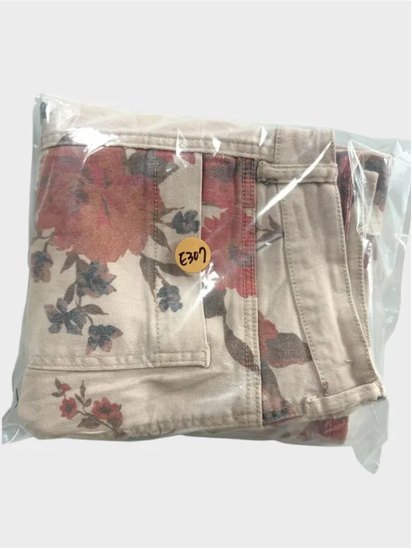 Easel Floral Print Barrel Denim Pants Size L - Image 10