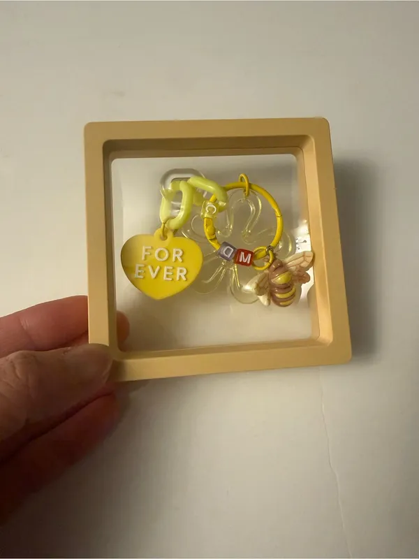 Cute Keychain Set - Red, Pink, Yellow, Green, Blue, Purple in a 3D Floating box! - Image 5