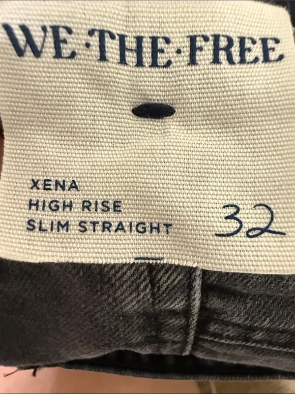 New We the Free Xena High Rise Slim Straight 32 Dark Gray Denim Jeans Womens - Image 9