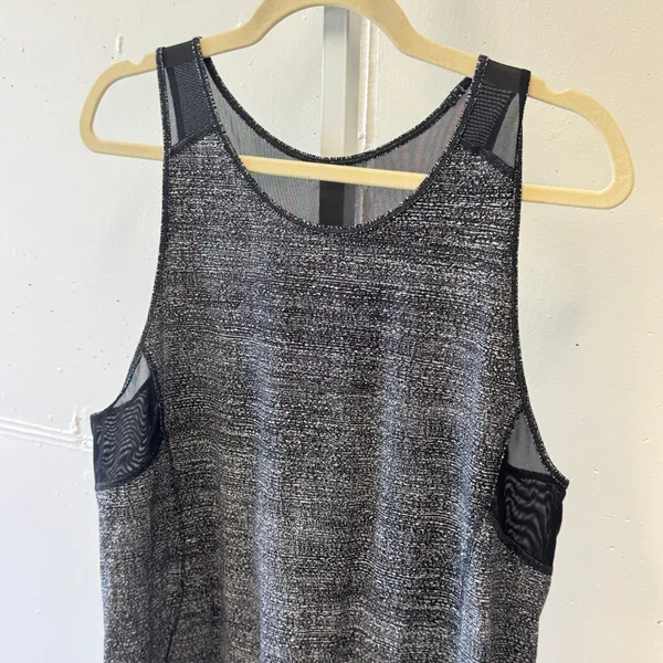 Lululemon Mesh Back Racerback Tank Top Space Dye Black White Size Small - Image 3