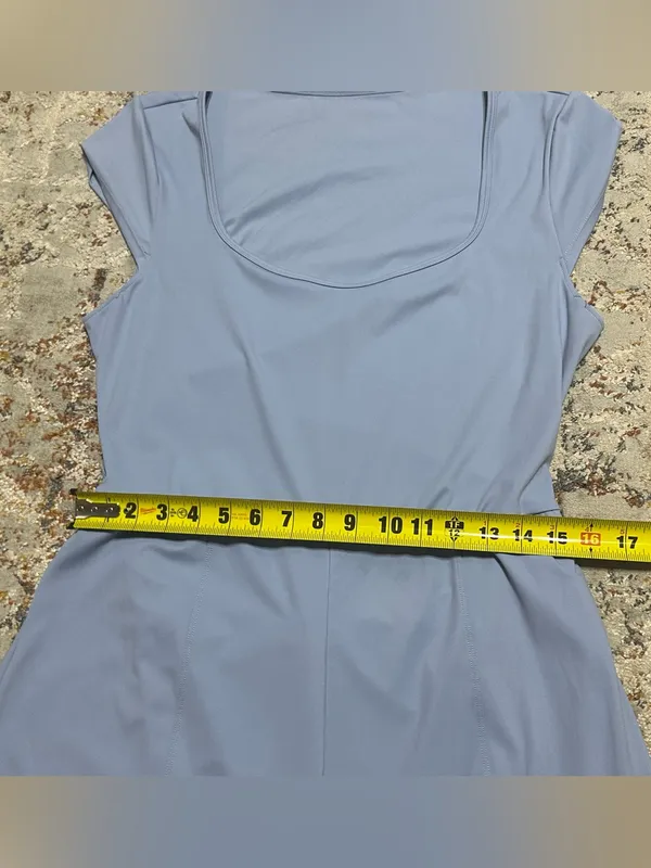 Halara SoftlyZero Airy U Neck Cap Sleeve Pocket Yoga Romper XL blue - Image 8