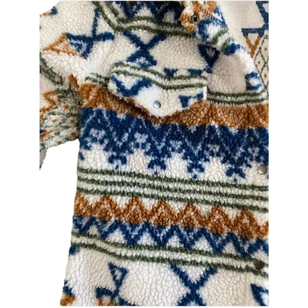 Andrée Southwestern Aztec Fleece Jacket Medium - Image 3