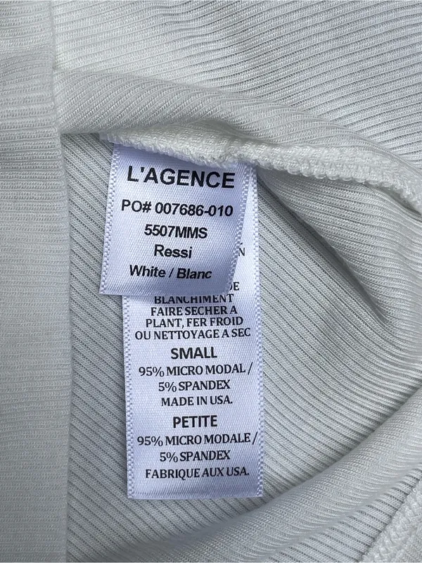 L’AGENCE Ressi white ribbed tshirt minimalist classic layers casual streetwear S - Image 3