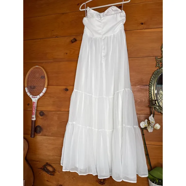 Lulus Special Moment White Strapless Bustier Dress Engagement Holiday Medium - Image 6