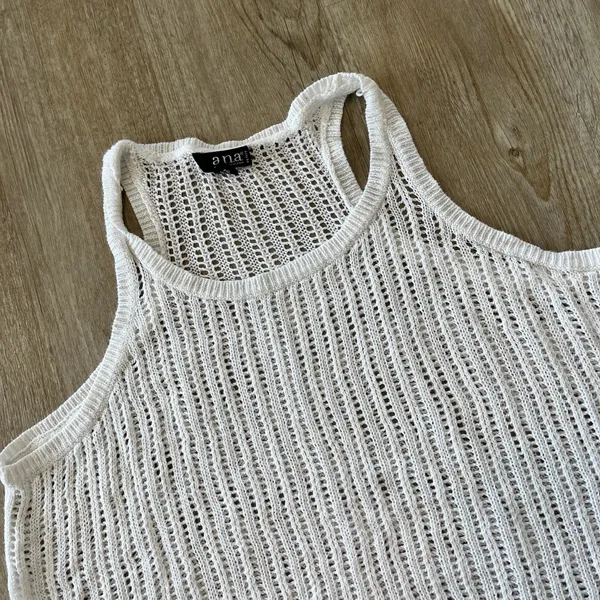 Ana A New Approach Womens White Crochet Tank Top - PXL - Image 2