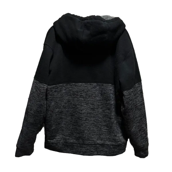 US Polo Assn. Black/Gray Zip Up Fleece Hood Jacket Size L Zip Pocket Logo Sherpa - Image 5