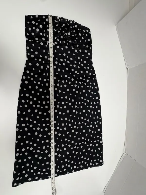 Jill Michelle Black Ad‎ White Polka Dot Strapless Midi Dress - Size 8. - Image 10
