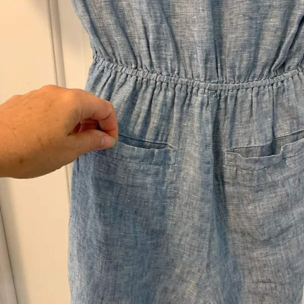 Sanctuary by Anthropologie Denim Chambray Romper Size Small Ties at Waist - Image 4