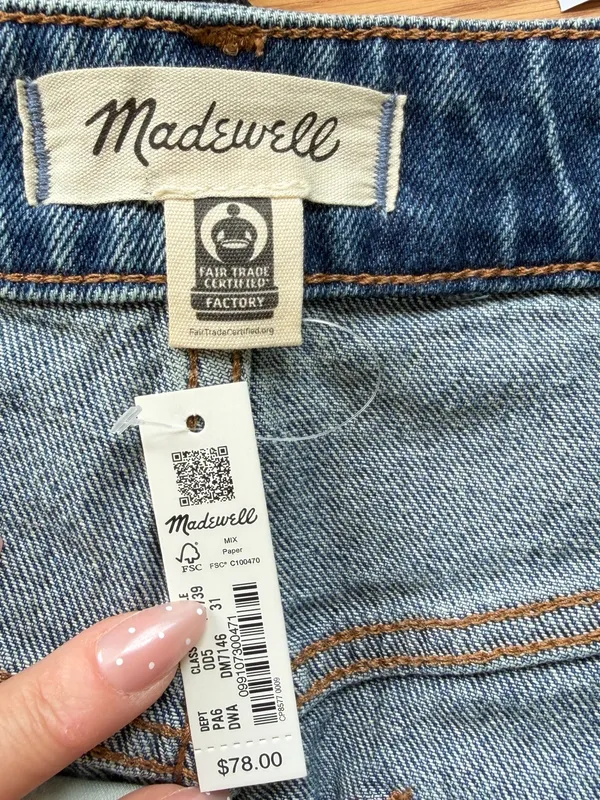NWT MADEWELL Perfect Jean Shorts Women Curvy Raw Hem Stretch Size 31 - Image 6