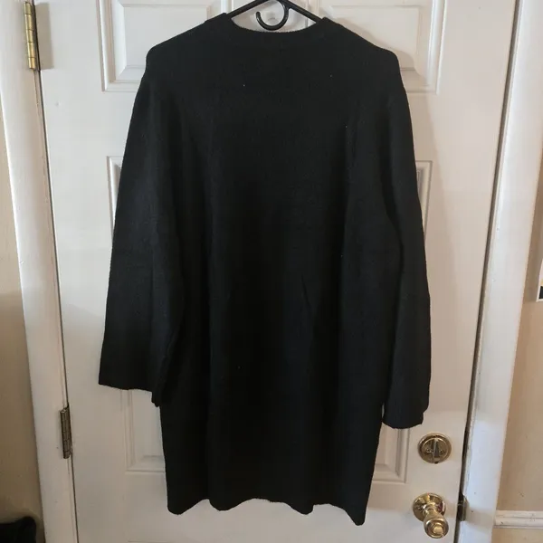 Lands’ End Sweater Dress Women L 12-14 Black Long Sleeve Crew Neck Midi NWOT - Image 2