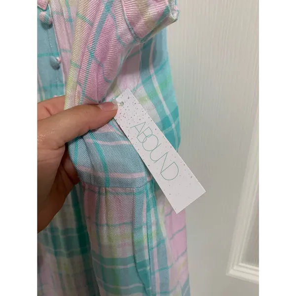 Abound pastel plaid tiered spaghetti strap slip summer‎ dress size Medium NEW - Image 5