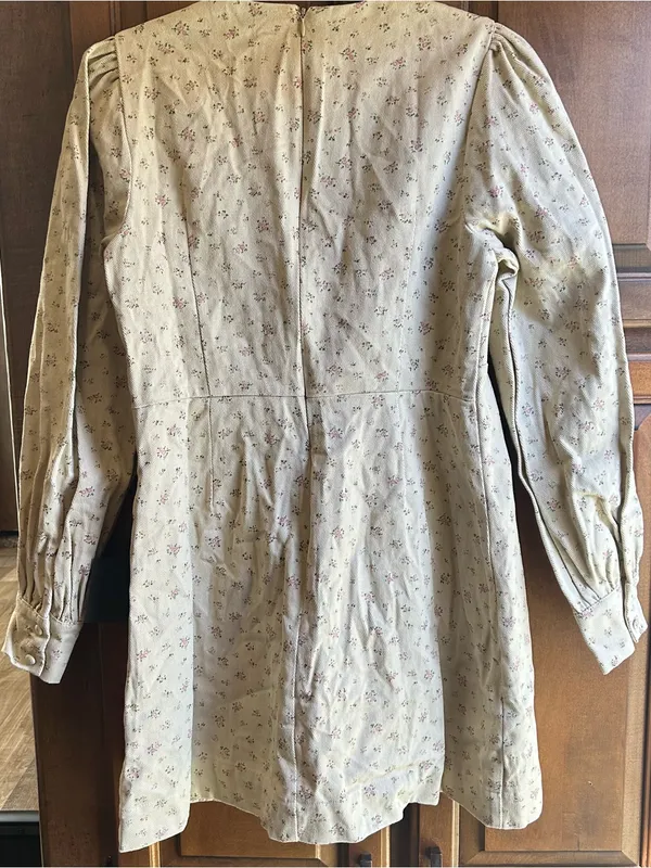 Lulu’s Darling Girl Beige Floral Twill Long Sleeve Mini Dress L - Image 10