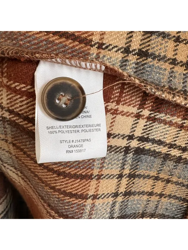 Altar'd State Brown Orange Plaid Fleece Shacket Button Up Shirt Jacket Size M - Image 2