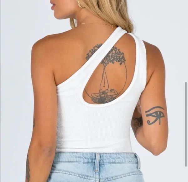 Princess Polly One-Shoulder Crop Top White - Image 2