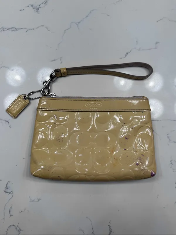 Coach Signature Print Patent Leather Wristlet - Image 4