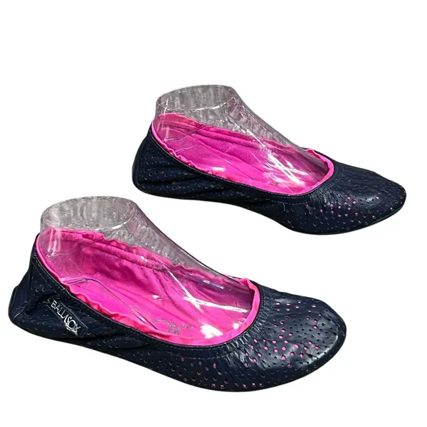 Ballasox Portable Ballet Flats Womens 8 Navy Blue Soft‎ Leather Foldable Shoes - Image 4