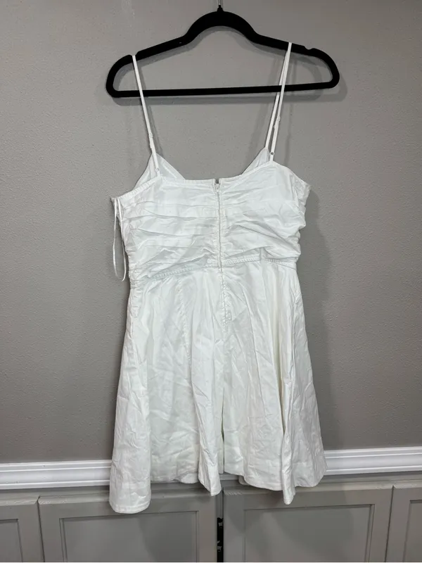 NWT Camille Tie Front Mini Dress White Size L - Image 3
