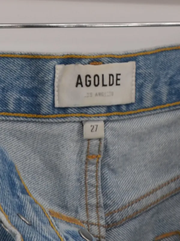 AGOLDE Parker Cut Off Denim Shorts Light Wash Distressed High Rise 27 - Image 4