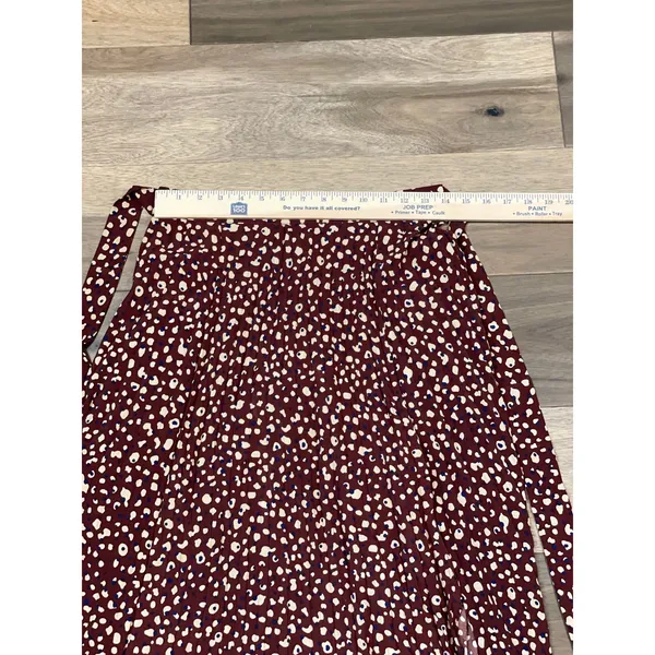 Skies Are Blue Pleated Midi Skirt Size M Deep Terra Cotta Tie Waist Elastic Back - Image 4
