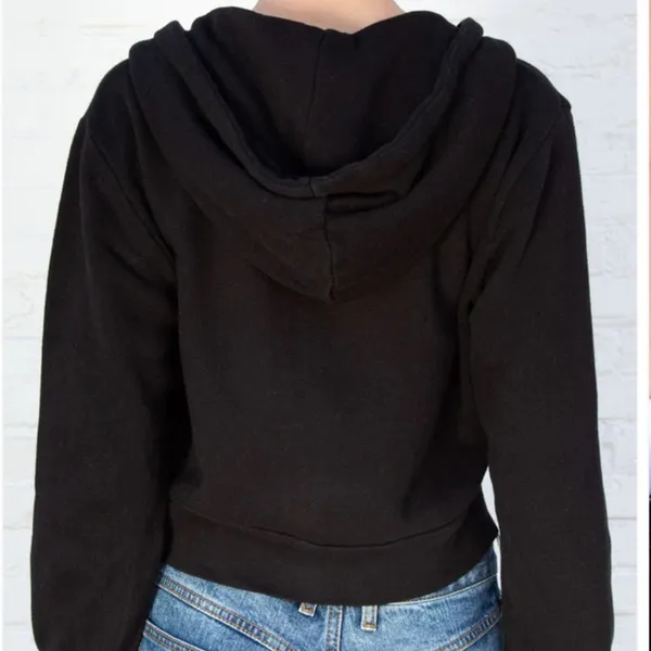 Brandy Melville John Galt Black CRYSTAL HOODIE one size - Image 6
