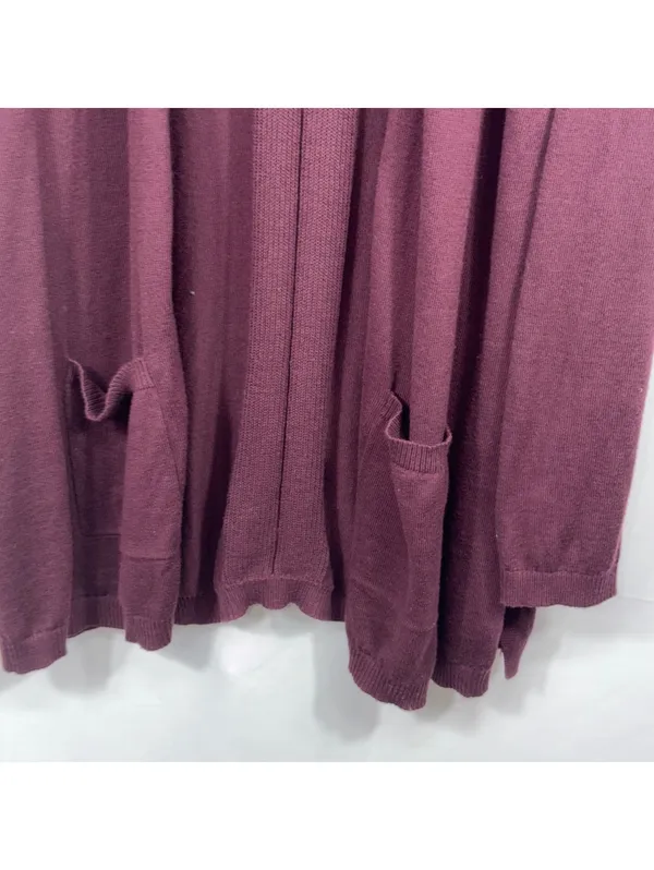 LOFT Outlet Large Burgundy Open Front Cardigan - Image 4