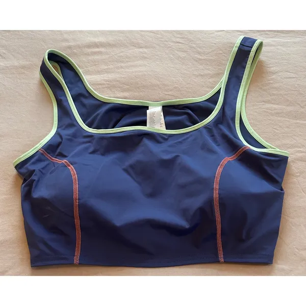 Fabletics Womens 2X Navy Blue Sports Bra Mint Green Trim Pink Stitch TK2252173 - Image 7