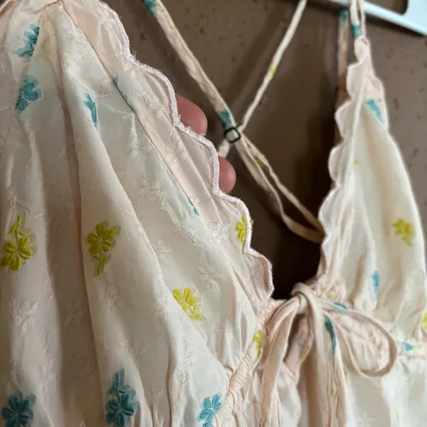 Anthropologie Peach Floral Chemise - Image 5