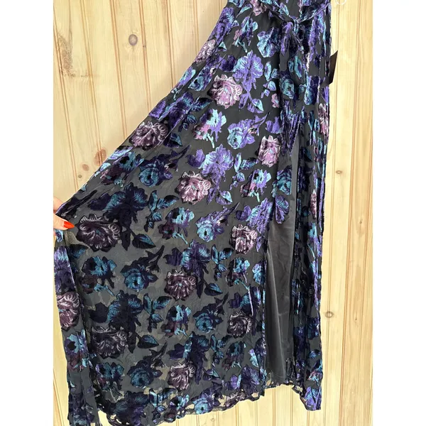 NWT Lulus Pretty Companion Black Floral Velvet Burnout Maxi Dress Holiday Sz XS - Image 5
