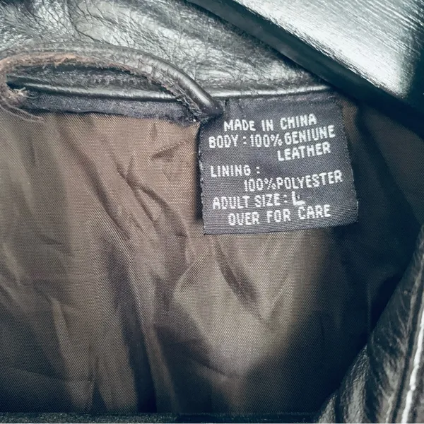 90s Vintage Women's Oversized Black Leather Jacket Size L - Image 9