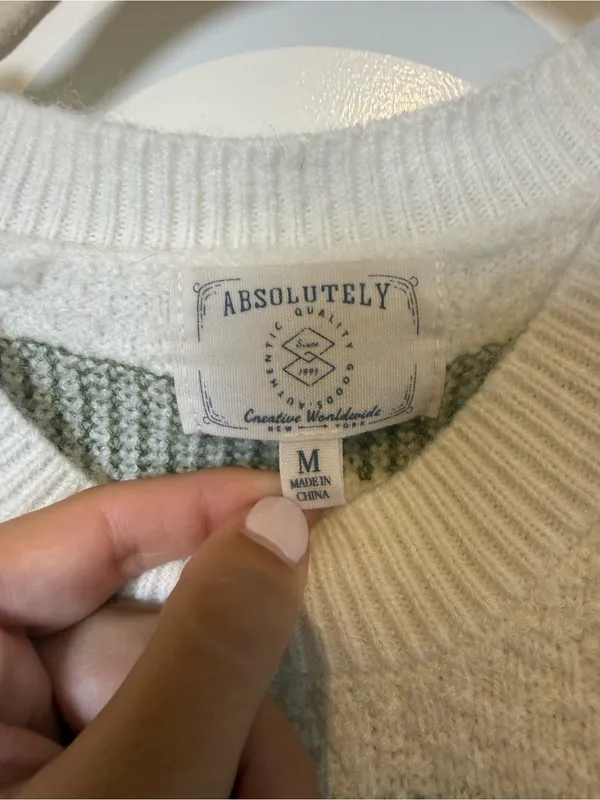 Absolutely Cream and Olive Striped Crewneck Sweater - Image 3