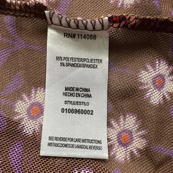Lavender Moon Shirt Womens XL Sheer Mesh Floral Print Long Sleeve Retro Preppy - Image 13