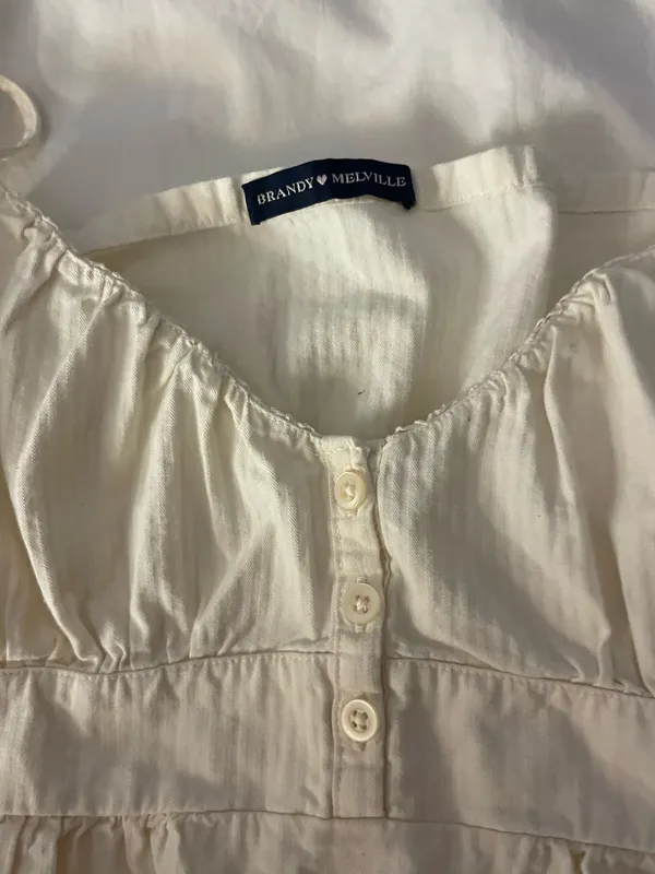 Brandy Melville Top Light Yellow Button - Image 2