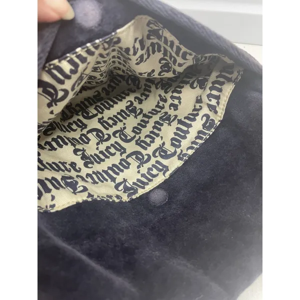 Vintage Juicy Couture Navy Velour Crossbody Bag “love your couture” - Image 10
