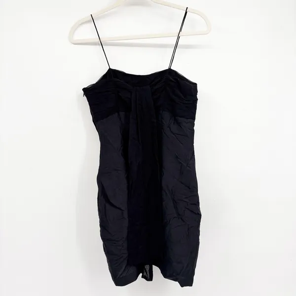 Odessa Womens Black 100% Silk Ruched 90s Whimsigoth Cocktail Mini Dress Size‎ 6 - Image 7