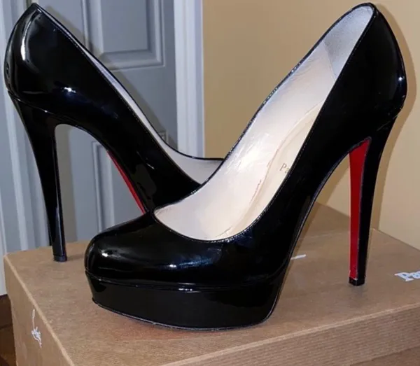 Christian Louboutin Black Bianca 140 Red Bottoms Size 8.5 - Image 5
