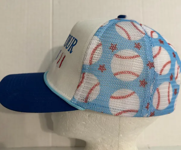 White and Blue 'Calm Your Cleats' Baseball Cap - Image 5