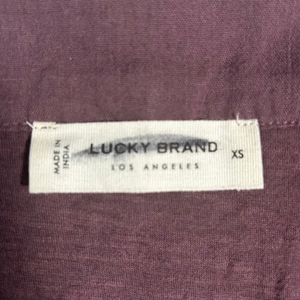 Lucky Brand Square Neck Peplum Top‎ Tassel Drawstring Burgundy XS - Image 3