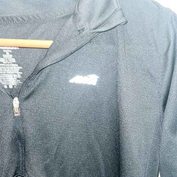 Avia Black Long Sleeve Ruched Tie Side Thumbhole Quarter Zip Active Top - Image 3