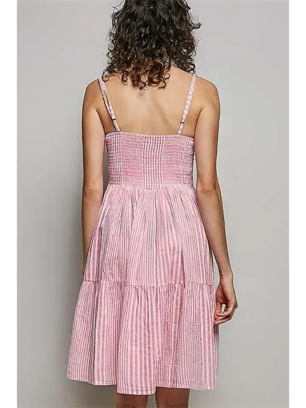 POL‎ Striped Smocked Embroidered Mini Dress - Image 4