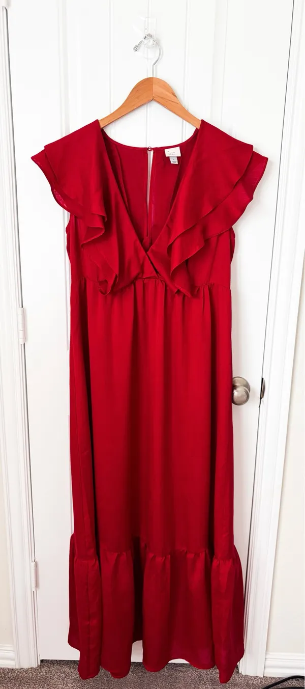 A New Day Women’s Flutter Short Sleeve Maxi Dress Red Size Large - Image 2