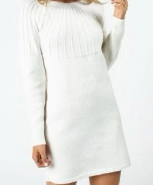 Blue Rain White Knit Sweater Dress - Image 2