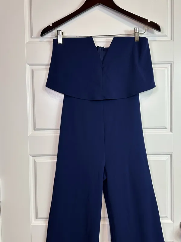 Lulus Women’s Power of Love Navy Blue Strapless Stretch Knit Jumpsuit Size XS - Image 3