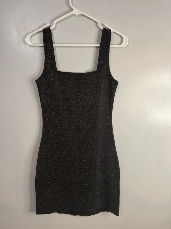 Forever 21 Black Sparkle Mini Dress with Subtle Slit Size Small - Image 9